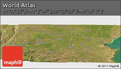 Satellite Panoramic Map of the Area around 11° 20' 3" S, 40° 1' 29" E