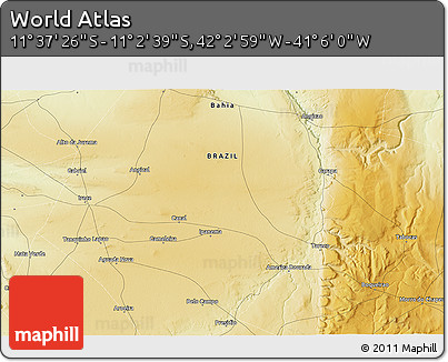 Physical 3D Map of the Area around 11° 20' 3" S, 41° 34' 30" W