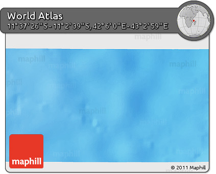 Shaded Relief 3D Map of the Area around 11° 20' 3" S, 42° 34' 30" E