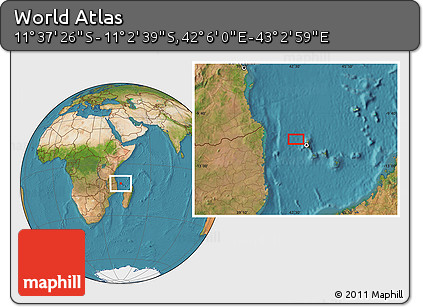 Satellite Location Map of the Area around 11° 20' 3" S, 42° 34' 30" E