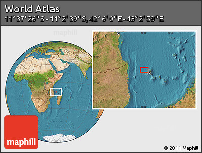 Satellite Location Map of the Area around 11° 20' 3" S, 42° 34' 30" E