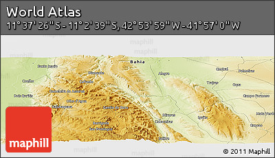 Physical Panoramic Map of the Area around 11° 20' 3" S, 42° 25' 29" W