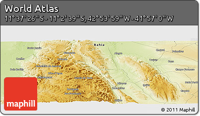 Physical Panoramic Map of the Area around 11° 20' 3" S, 42° 25' 29" W