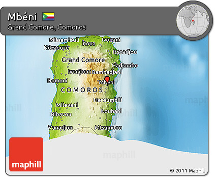 Physical 3D Map of Mbéni