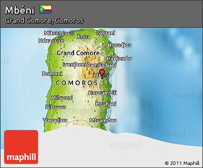 Physical 3D Map of Mbéni
