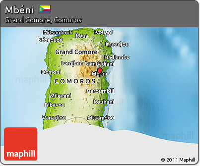 Physical 3D Map of Mbéni