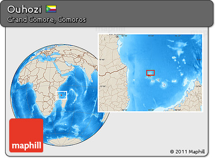 Shaded Relief Location Map of Ouhozi
