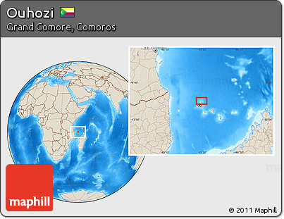 Shaded Relief Location Map of Ouhozi
