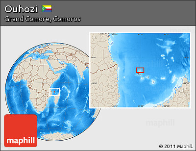 Shaded Relief Location Map of Ouhozi