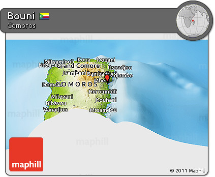 Physical Panoramic Map of Bouni