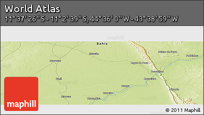 Physical Panoramic Map of the Area around 11° 20' 3" S, 44° 7' 30" W