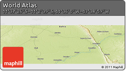 Physical Panoramic Map of the Area around 11° 20' 3" S, 44° 7' 30" W