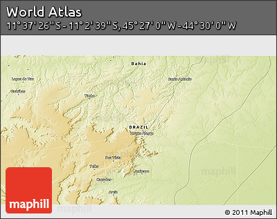 Physical 3D Map of the Area around 11° 20' 3" S, 44° 58' 30" W