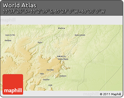 Physical 3D Map of the Area around 11° 20' 3" S, 44° 58' 30" W