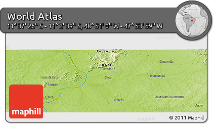Physical Panoramic Map of the Area around 11° 20' 3" S, 48° 22' 30" W
