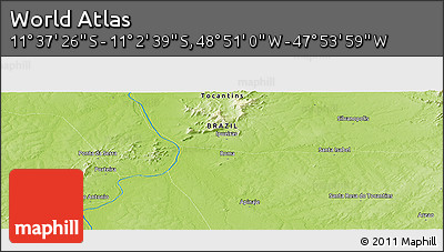 Physical Panoramic Map of the Area around 11° 20' 3" S, 48° 22' 30" W
