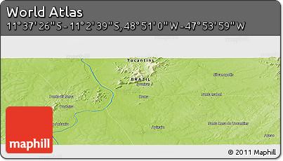 Physical Panoramic Map of the Area around 11° 20' 3" S, 48° 22' 30" W