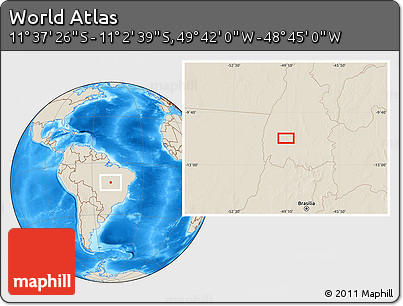 Shaded Relief Location Map of the Area around 11° 20' 3" S, 49° 13' 30" W