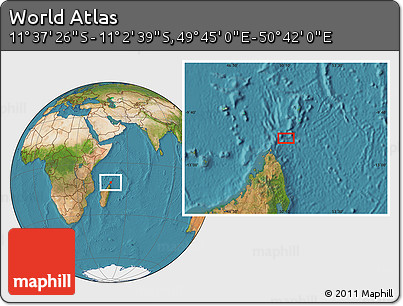 Satellite Location Map of the Area around 11° 20' 3" S, 50° 13' 30" E