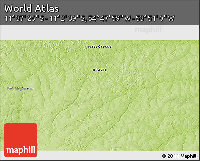 Physical 3D Map of the Area around 11° 20' 3" S, 54° 19' 30" W