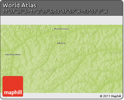 Physical 3D Map of the Area around 11° 20' 3" S, 54° 19' 30" W