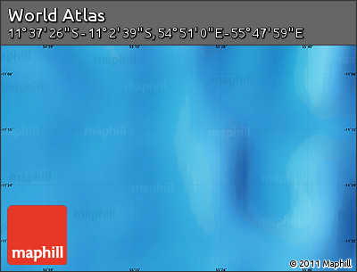 Physical Map of the Area around 11° 20' 3" S, 55° 19' 30" E