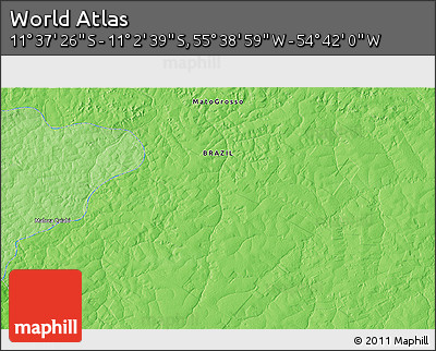Political 3D Map of the Area around 11° 20' 3" S, 55° 10' 29" W