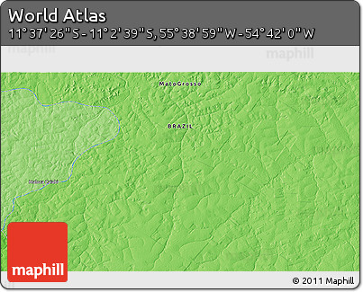 Political 3D Map of the Area around 11° 20' 3" S, 55° 10' 29" W