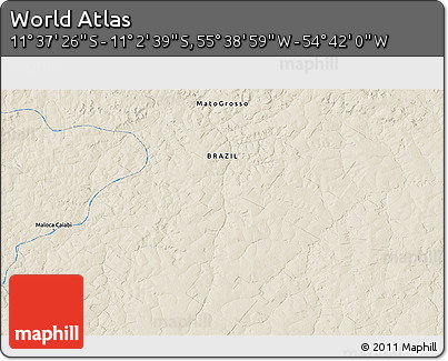Shaded Relief 3D Map of the Area around 11° 20' 3" S, 55° 10' 29" W