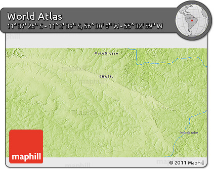 Physical 3D Map of the Area around 11° 20' 3" S, 56° 1' 29" W