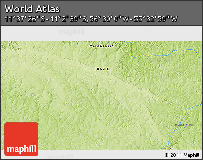 Physical 3D Map of the Area around 11° 20' 3" S, 56° 1' 29" W