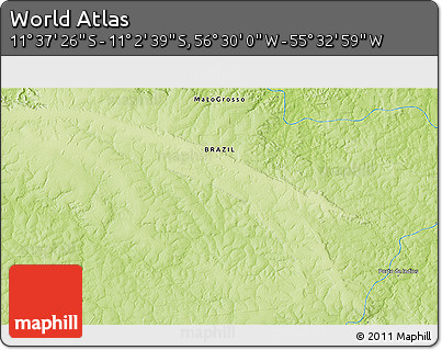 Physical 3D Map of the Area around 11° 20' 3" S, 56° 1' 29" W