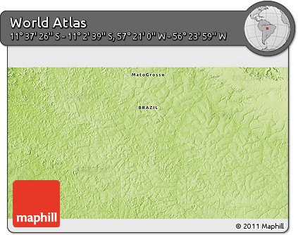 Physical 3D Map of the Area around 11° 20' 3" S, 56° 52' 30" W