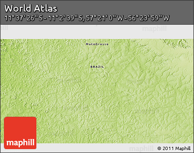 Physical 3D Map of the Area around 11° 20' 3" S, 56° 52' 30" W