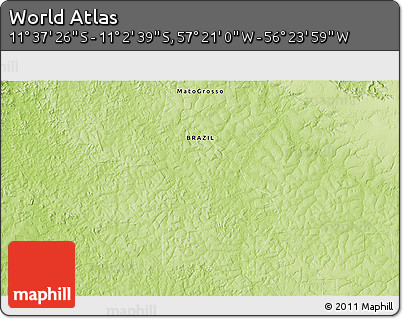 Physical 3D Map of the Area around 11° 20' 3" S, 56° 52' 30" W