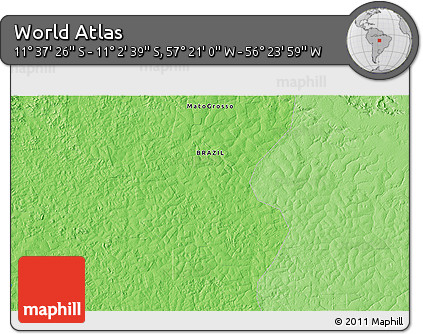 Political 3D Map of the Area around 11° 20' 3" S, 56° 52' 30" W