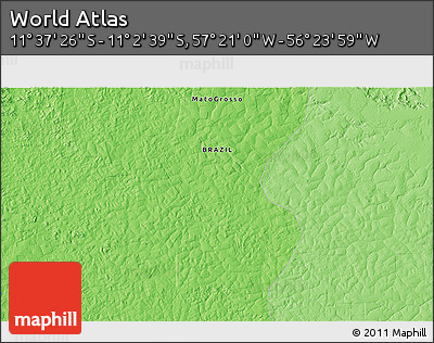Political 3D Map of the Area around 11° 20' 3" S, 56° 52' 30" W