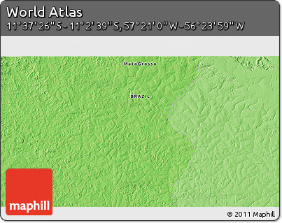 Political 3D Map of the Area around 11° 20' 3" S, 56° 52' 30" W