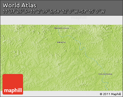 Physical 3D Map of the Area around 11° 20' 3" S, 57° 43' 30" W