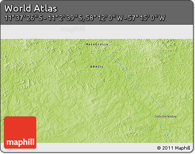 Physical 3D Map of the Area around 11° 20' 3" S, 57° 43' 30" W