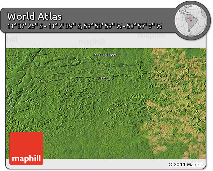 Satellite 3D Map of the Area around 11° 20' 3" S, 59° 25' 29" W