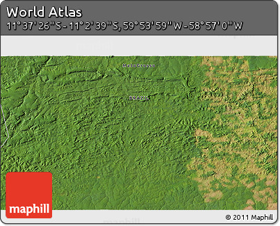 Satellite 3D Map of the Area around 11° 20' 3" S, 59° 25' 29" W