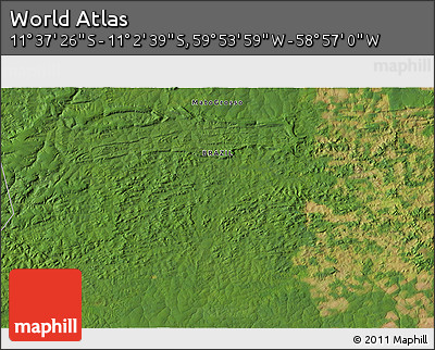 Satellite 3D Map of the Area around 11° 20' 3" S, 59° 25' 29" W