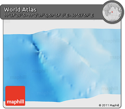 Shaded Relief 3D Map of the Area around 11° 20' 3" S, 60° 25' 29" E