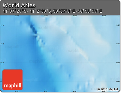 Physical Map of the Area around 11° 20' 3" S, 60° 25' 29" E