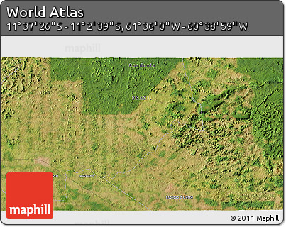 Satellite 3D Map of the Area around 11° 20' 3" S, 61° 7' 30" W