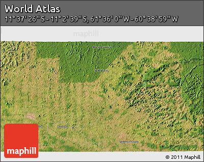 Satellite 3D Map of the Area around 11° 20' 3" S, 61° 7' 30" W