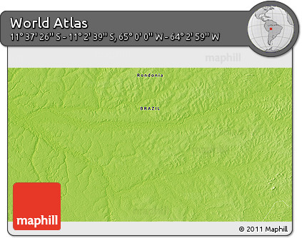 Physical 3D Map of the Area around 11° 20' 3" S, 64° 31' 30" W