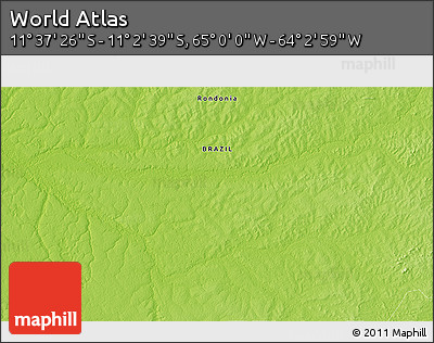 Physical 3D Map of the Area around 11° 20' 3" S, 64° 31' 30" W