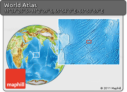 Physical Location Map of the Area around 11° 20' 3" S, 66° 22' 30" E